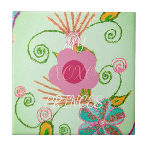 My XOXO Little Princess Floral Art Print Design Tile