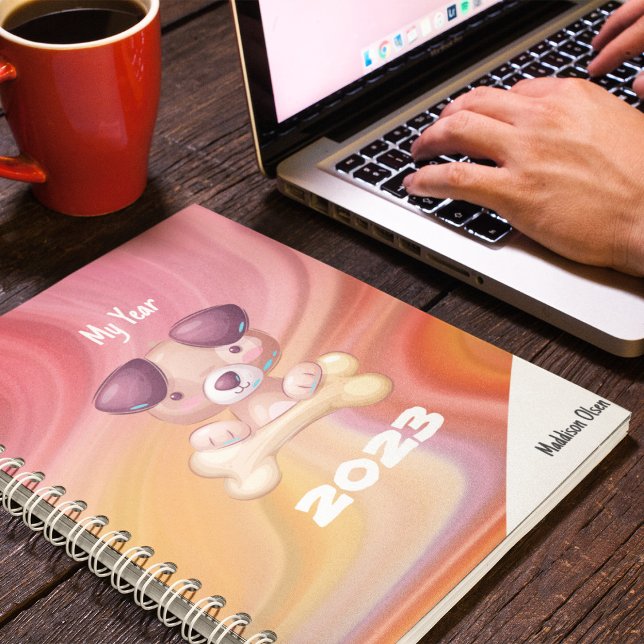 My Year Cute Dog on Marble with name Planner (Creator Uploaded)