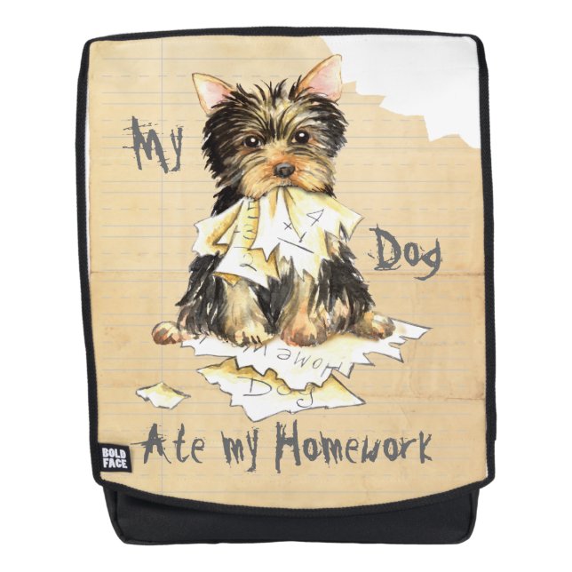 My Yorkie Ate my Homework Backpack (Front)
