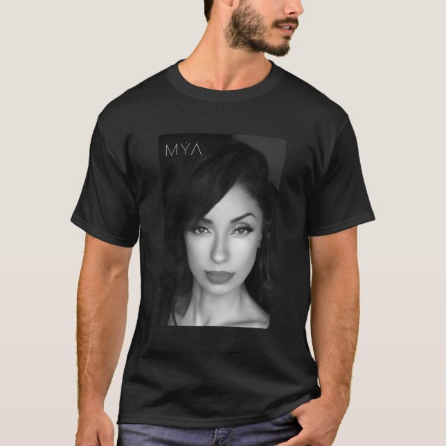Mya Close Up Black White T-Shirt (Front)