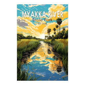 Myakka River State Park Florida Travel Art Vintage Poster