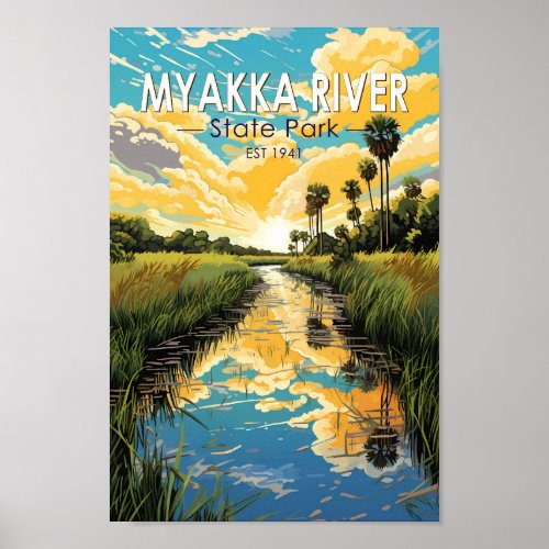 Myakka River State Park Florida Travel Art Vintage Poster