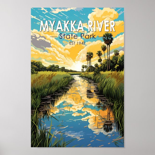 Myakka River State Park Florida Travel Art Vintage Poster (Front)