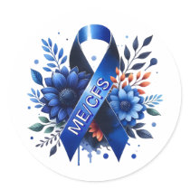 Myalgic Encephalomyelitis ME/CFS Awareness Ribbon Classic Round Sticker