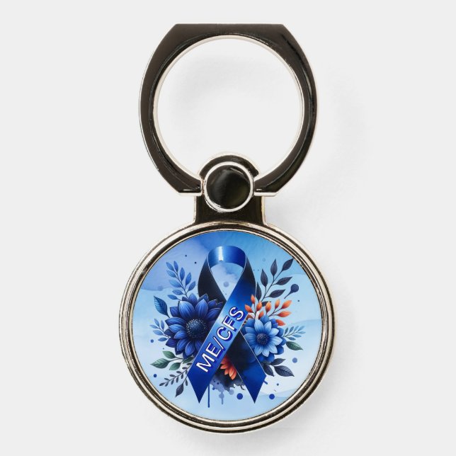 Myalgic Encephalomyelitis ME/CFS Awareness Ribbon Phone Ring Stand (Front)