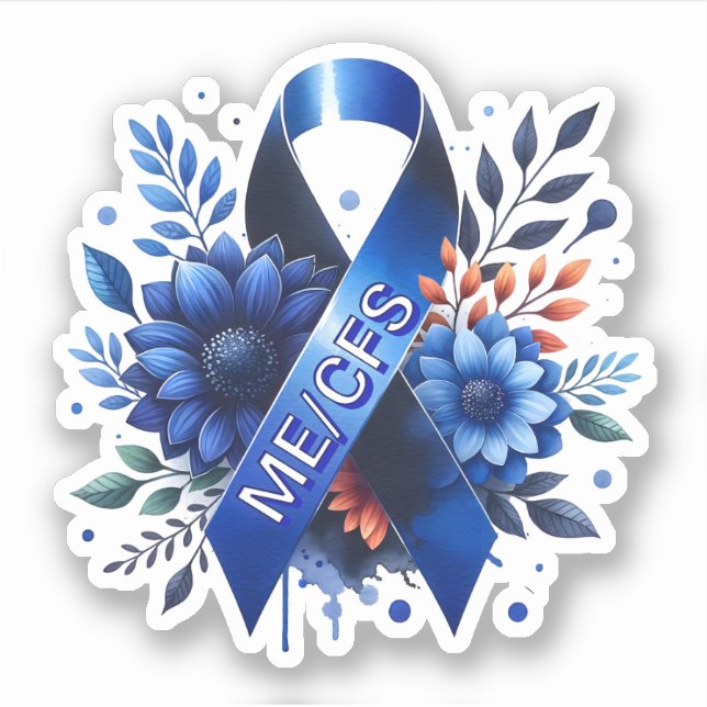 Myalgic Encephalomyelitis ME/CFS Awareness Ribbon Sticker (Front)