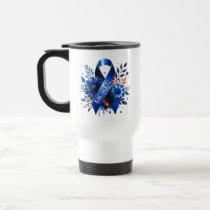 Myalgic Encephalomyelitis ME/CFS Awareness Ribbon Travel Mug
