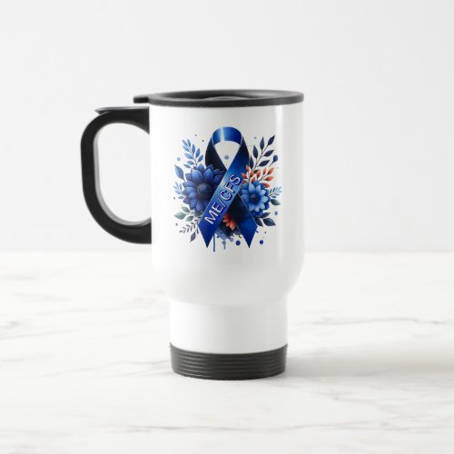 Myalgic Encephalomyelitis MECFS Awareness Ribbon Travel Mug