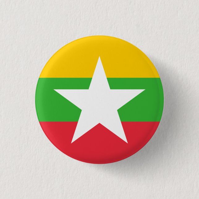 Myanma / Burmese Flag, Flag of Myanmar / Burma Button (Front)