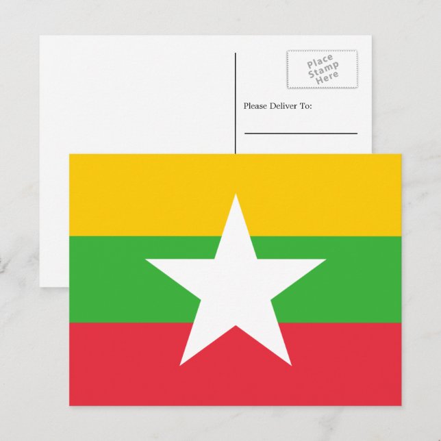 Myanma / Burmese Flag, Flag of Myanmar / Burma Postcard (Front/Back)