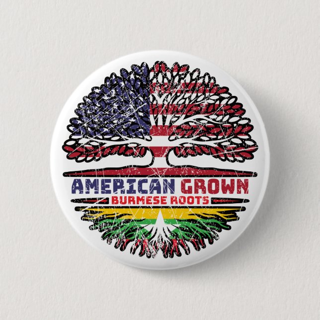 Myanmar Burmese Burma US American USA United State Button (Front)