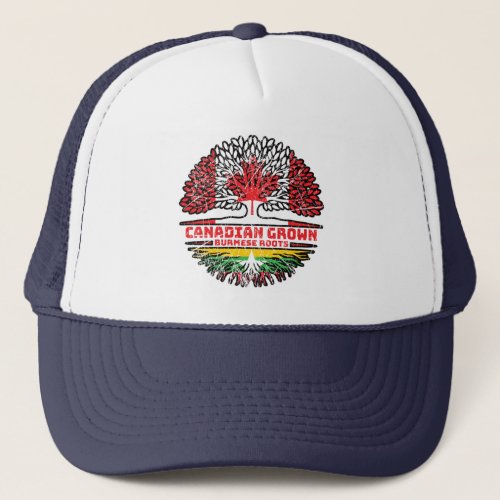 Myanmar Burmese Canadian Canada Tree Roots Flag Trucker Hat