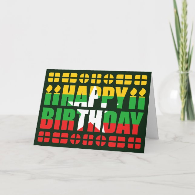 Myanmar Flag Birthday Card (Front)