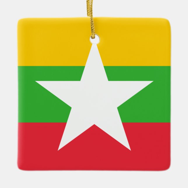 Myanmar Flag  Ceramic Ornament (Front)