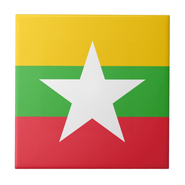 Myanmar Flag Ceramic Tile (Front)