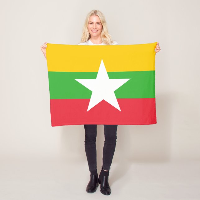 Myanmar Flag Fleece Blanket (In Situ)