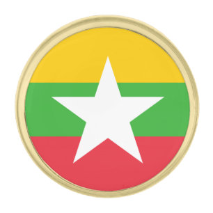 Myanmar Flag Gold Finish Lapel Pin