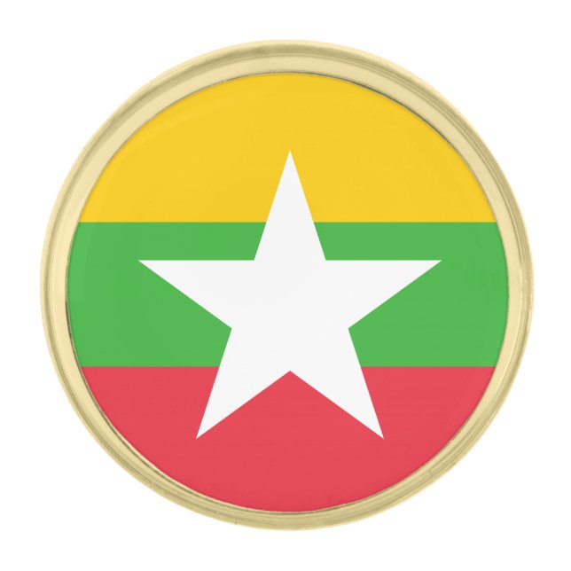 Myanmar Flag Gold Finish Lapel Pin (Front)