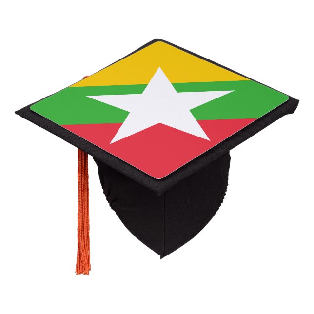 Myanmar Flag Graduation Cap Topper (Angled)