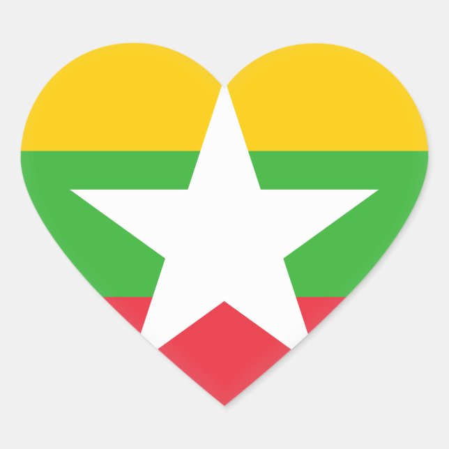 Myanmar Flag Heart Sticker (Front)
