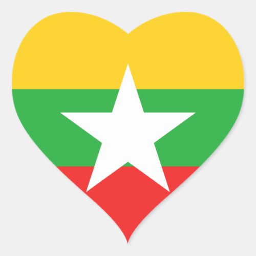Myanmar Flag Heart Sticker