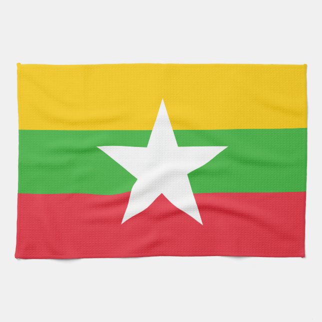 Myanmar Flag Kitchen Towel (Horizontal)