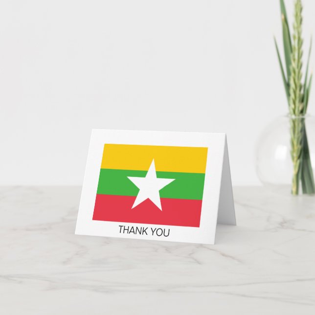 Myanmar Flag Letterpress Thank You Card (Front)