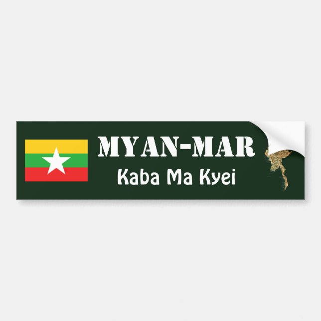 Myanmar Flag + Map Bumper Sticker (Front)