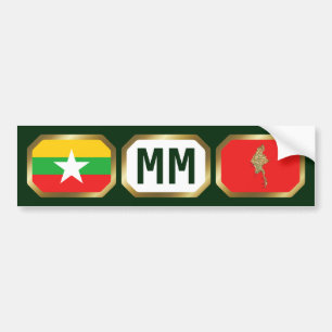 Myanmar Flag Map Code Bumper Sticker