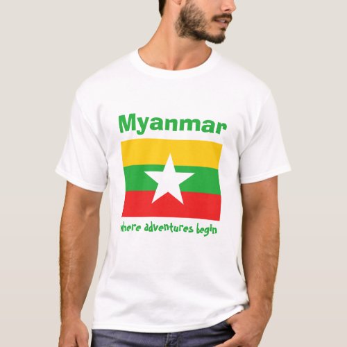 Myanmar Flag  Map  Text T_Shirt