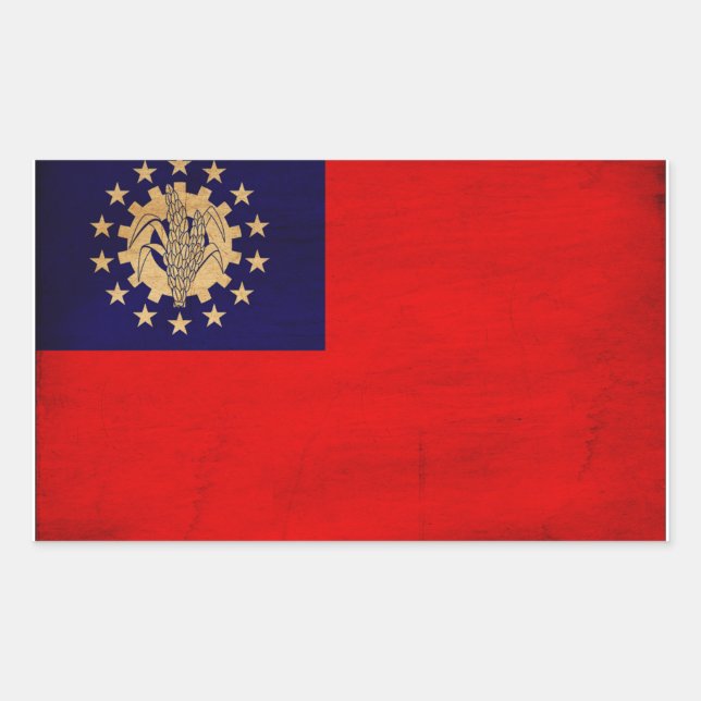 Myanmar Flag Rectangular Sticker (Front)