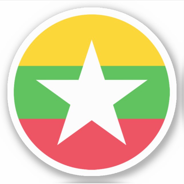 Myanmar Flag Round Sticker (Front)