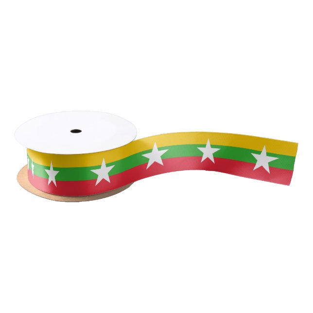 Myanmar Flag Satin Ribbon (Spool)