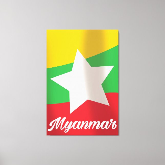 Myanmar Flag travel poster Canvas Print (Front)