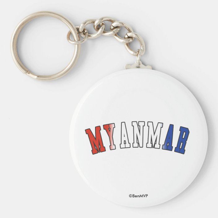 Myanmar in National Flag Colors Keychain