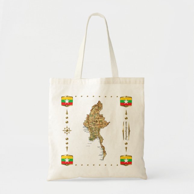 Myanmar Map + Flags Bag (Front)