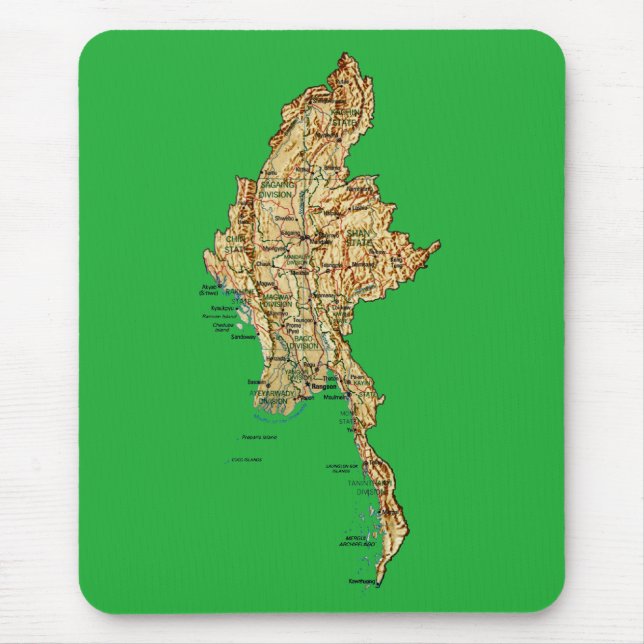 Myanmar Map Mousepad (Front)