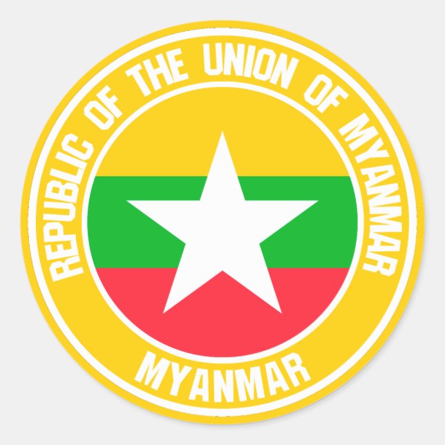 Myanmar Round Emblem Classic Round Sticker (Front)