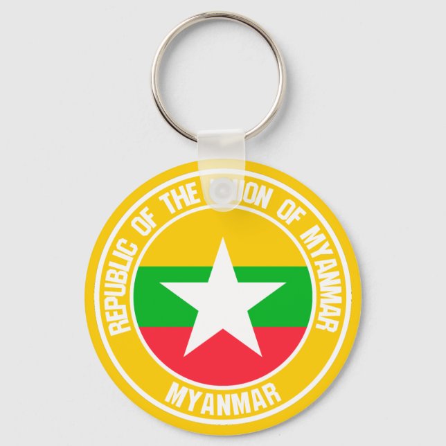 Myanmar Round Emblem Keychain (Front)