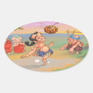 Myanmar Traditional Chinlone Oval Sticker