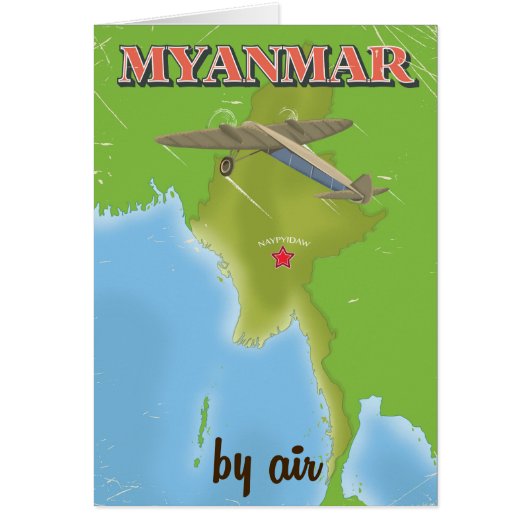 Myanmar vintage travel poster cards (Front)