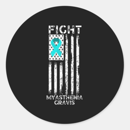 Myasthenia gravis awareness american flag classic round sticker