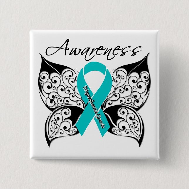 Myasthenia Gravis Awareness Butterfly Pinback Button (Front)