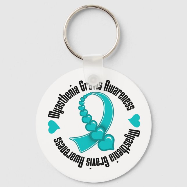 Myasthenia Gravis Awareness Cascading Hearts Keychain (Front)