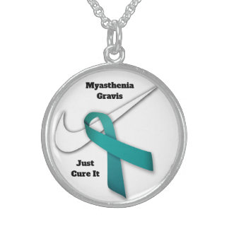Myasthenia Gravis Awareness : Just Cure it Sterling Silver Necklace