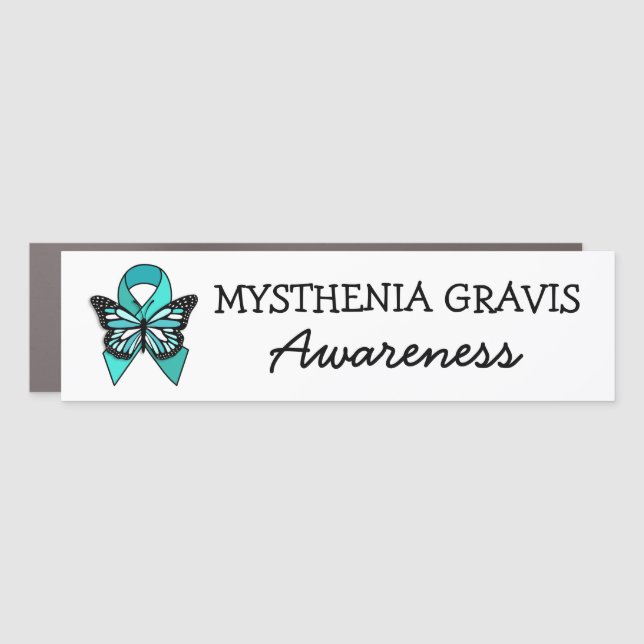 Myasthenia Gravis Awareness Ribbon and Butterfly Car Magnet (Front)
