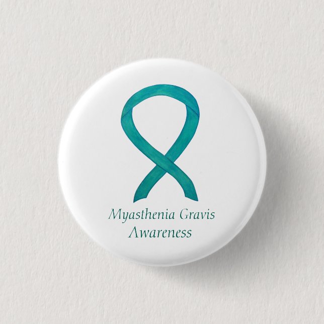 Myasthenia Gravis Awareness Ribbon Art Custom Pin (Front)