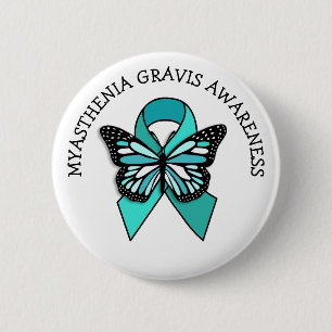 Myasthenia Gravis Awareness Ribbon Butterfly Button