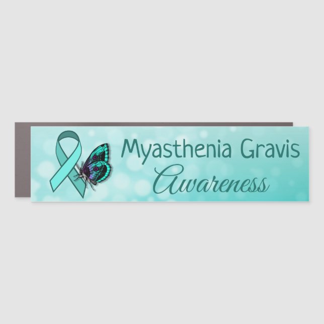Myasthenia Gravis Awareness Ribbon Butterfly Car Magnet (Front)
