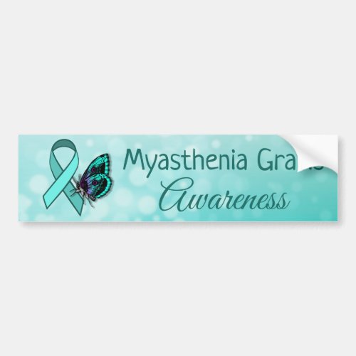 Myasthenia Gravis Awareness Teal Butterfly Ribbon Bumper Sticker